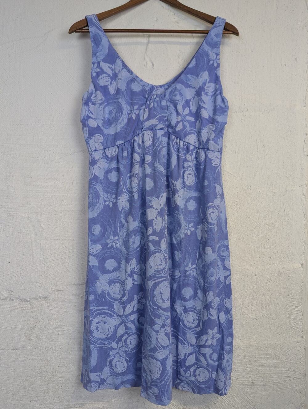 Fresh Produce Floral Sundress Blue Babydoll Stretch Beachy Resort Womens Medium